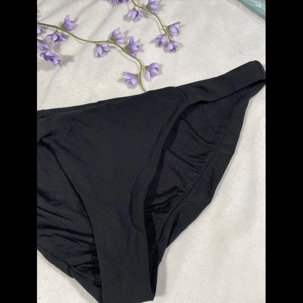 NEW $78 Robin Piccone Ava Bikini Bottoms‎ in Black [SZ Large ]